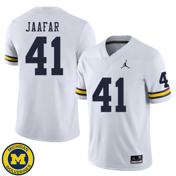 Men's Michigan Wolverines #41 Abe Jaafar White Football Jersey